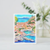 Franse Riviera Art  Illustratie Reizen Briefkaart (Staand voorkant)