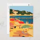  Franse Riviera Beach Illustration Briefkaart (Voorkant / Achterkant)