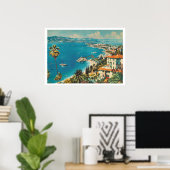 Franse Riviera, Frankrijk Art Deco Poster (Thuiskantoor)