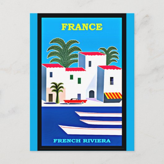 Franse Riviera Reisposter Briefkaart (Voorkant)
