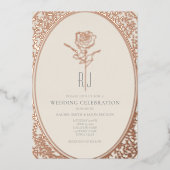 Franse Rococo Gold Foil bruiloft Uitnodiging (Voorkant)