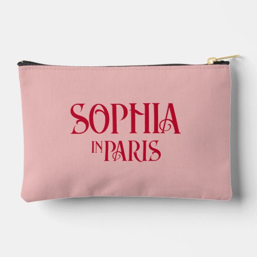 Franse rode aangepaste naam in Parijs Dusty Pink Etui (Achterkant)