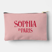 Franse Rode Custom Naam In Parijs Stof Roze Etui (Achterkant)