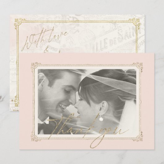 Franse Romance bruiloft Bedankt Blush ID870 (Voorkant / Achterkant)