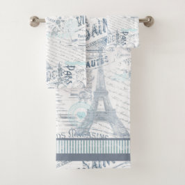 Franse Romance Collage Blue ID226 Bad Handdoek