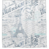  Franse Romance Collage Blue ID226 Douchegordijn (Voorkant)