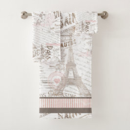 Franse Romance Collage Pink ID226 Bad Handdoek