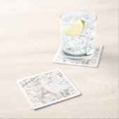  Franse Romance Collage Pink ID226 Vierkante Kartonnen Onderzetter (Insitu)