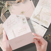 Franse Romance Wedding RSVP Blush ID870 All In One Uitnodiging
