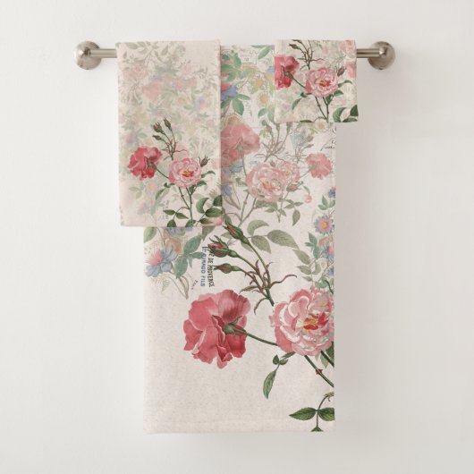 Franse Roos Passionflower Bath Towel Set Bad Handdoek (Insitu)
