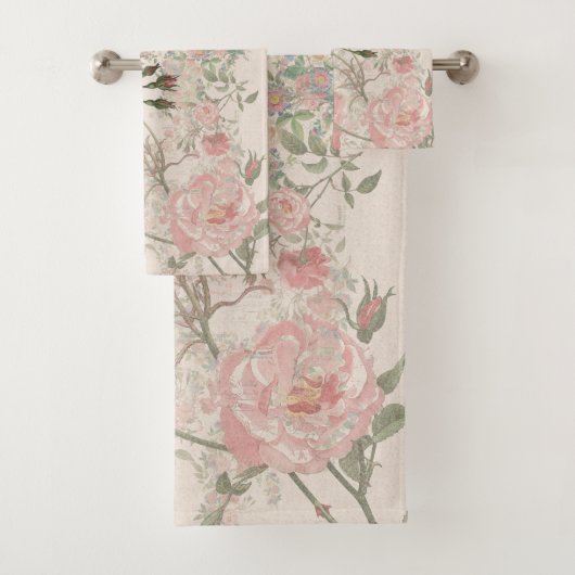 Franse Roos Passionflower Bath Towel Set Bad Handdoek (Insitu)