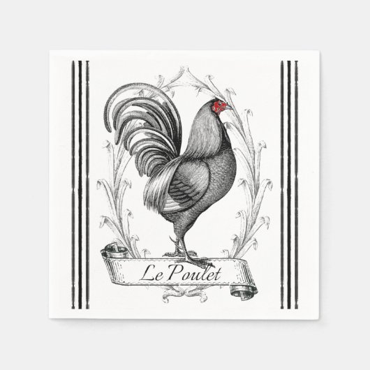 Franse Rooster Le Poulet Servetten (Voorkant)