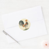  Franse Rooster Print Ronde Sticker (Envelop)