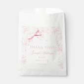 Franse Roze Bow Toile Bloemen Baby Meisje Douche Bedankzakje (Voorkant)