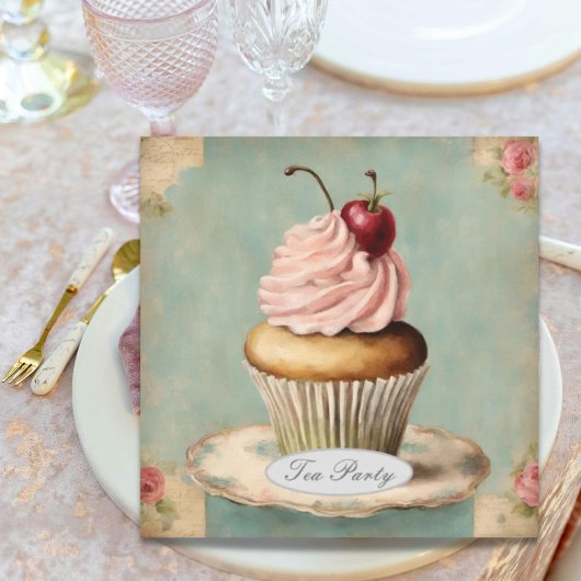 Franse roze cupcake verjaardagsfeestje Kaart