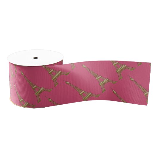 Franse Roze Eiffeltoren Parijse themafeestlint Grosgrain Lint (Spoel)