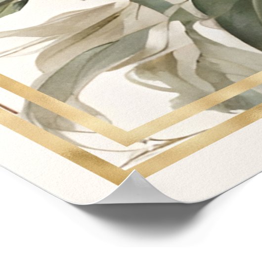 Franse Roze en Gouden Bloemen Peony Elegant Huweli Poster (Hoek)