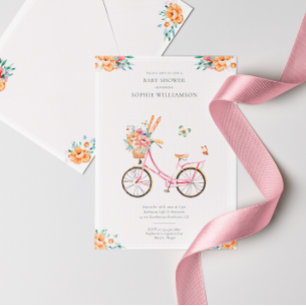Franse roze fiets Baby shower Kaart