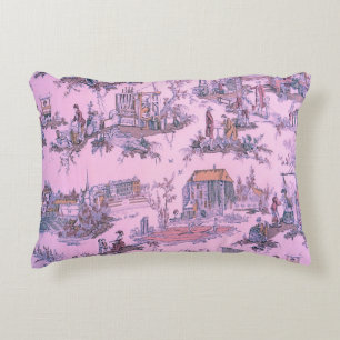 Franse Roze Toile de Jouy Chinoiserie Stijl Rustie Accent Kussen