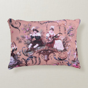 Franse Roze Toile Victoriaans stijl Bloemen Accent Kussen