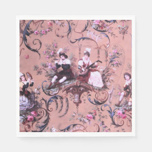  Franse Roze Toile Victoriaans stijl Bloemen Servet