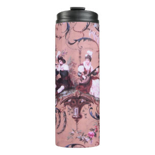 Franse Roze Toile Victoriaans stijl Bloemen Thermosbeker