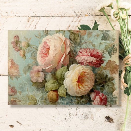 Franse Rozen Bloemblauw n Roze Decoupage Tissuepapier