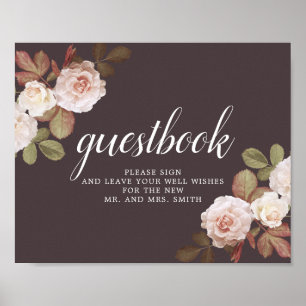 Franse Rozen bruiloft gunst teken - roze Poster