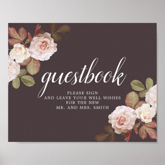  Franse Rozen bruiloft gunst teken - roze Poster (Voorkant)