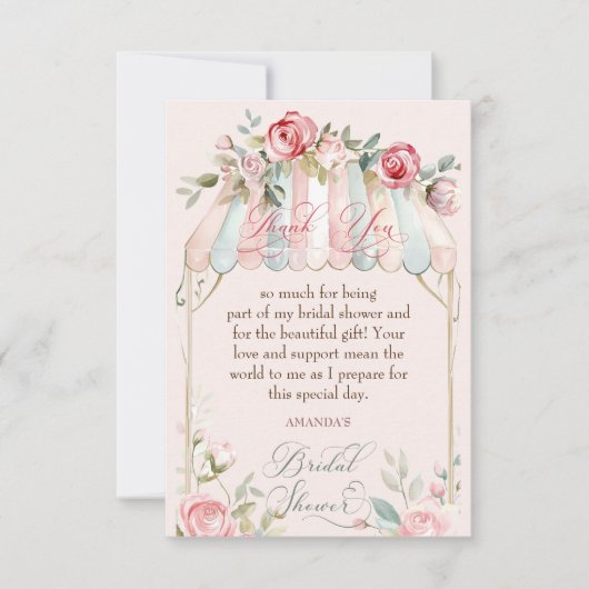 Franse Rozen Bruiloft Waterverf Bedankkaart (Voorkant)