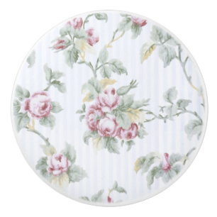 Franse Rozen en stripes Keramische Knop