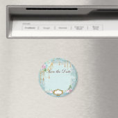 Franse rozen op kant Save the Date Magnet Magneet (Insitu (Vaatwasser))