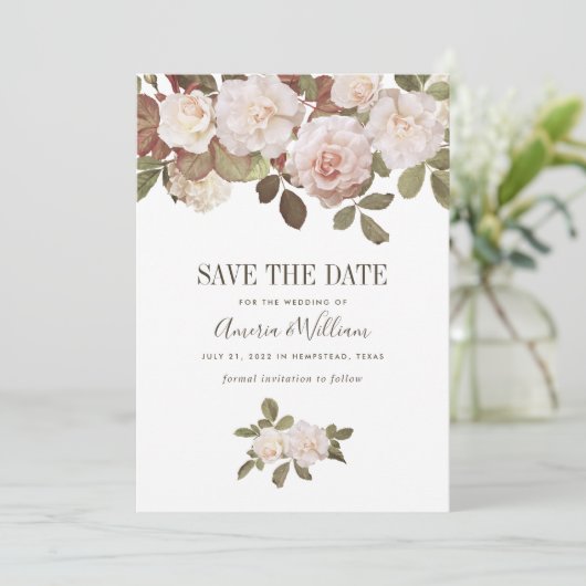  Franse Rozen sparen de Datum Kaart (Staand voorkant)