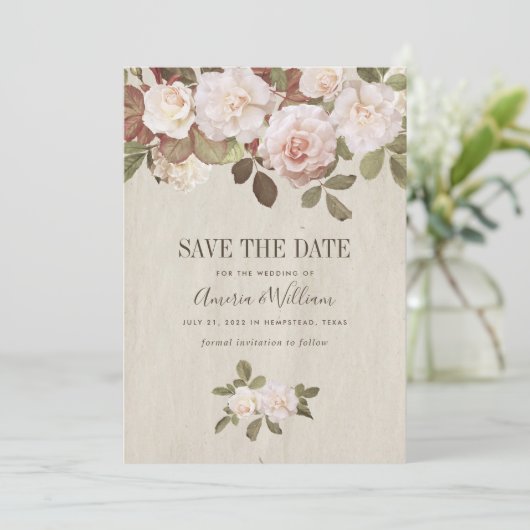  Franse Rozen sparen de Datum Kaart (Staand voorkant)