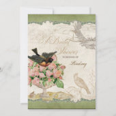 Franse Rozen Tortelduifjes Vintage Lace - Sage Gre Kaart (Achterkant)