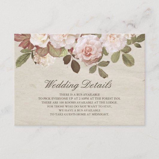 Franse Rozen Wedding Details Kaart (Voorkant)