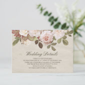  Franse Rozen Wedding Details Kaart (Staand voorkant)