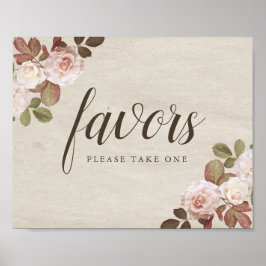 Franse Rozen Wedding Favor Sign Poster