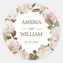 Franse Rozen Wreath Wedding Favor Sticker