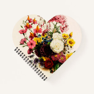Franse rustieke bloemen hart gevormd Notitieboek
