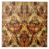Franse rustieke herfst Herfst bruin Damask Tegeltje (Voorkant)