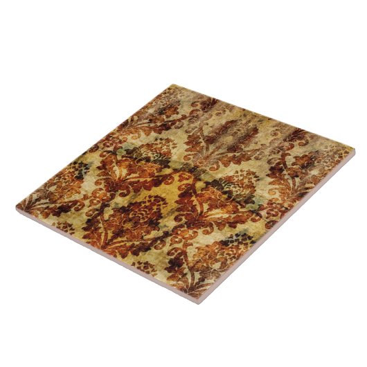Franse rustieke herfst Herfst bruin Damask Tegeltje (Zijkant)