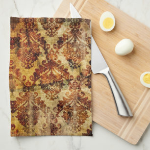  Franse rustieke herfst Herfst bruin Damask Theedoek