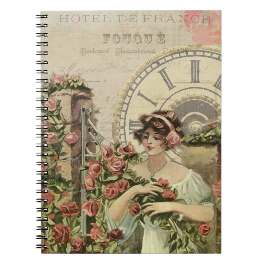 Franse schoonheid met Flowers Journal Notitieboek (Voorkant)