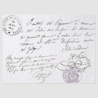 Franse Script Stamped Text Decoupage Tissuepapier