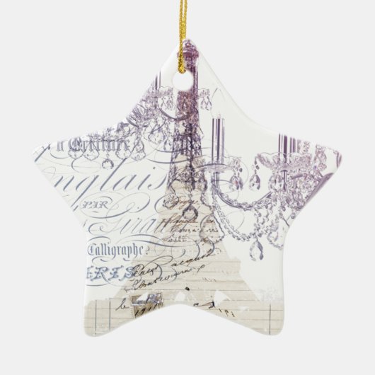 franse scriptkroeskroes parijs eiffeltoren keramisch ornament (Voorkant)