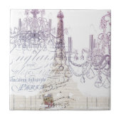 franse scriptkroeskroes parijs eiffeltoren tegeltje (Voorkant)