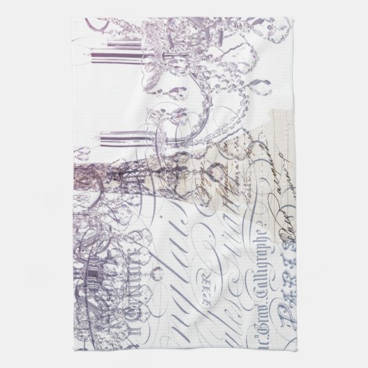 franse scriptkroeskroes parijs eiffeltoren theedoek (Verticaal)