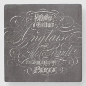 Franse scripts in het Parijse landkarton Stenen Onderzetter (Voorkant)