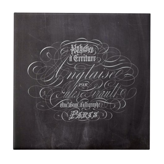 Franse scripts in het Parijse landkarton Tegeltje (Voorkant)